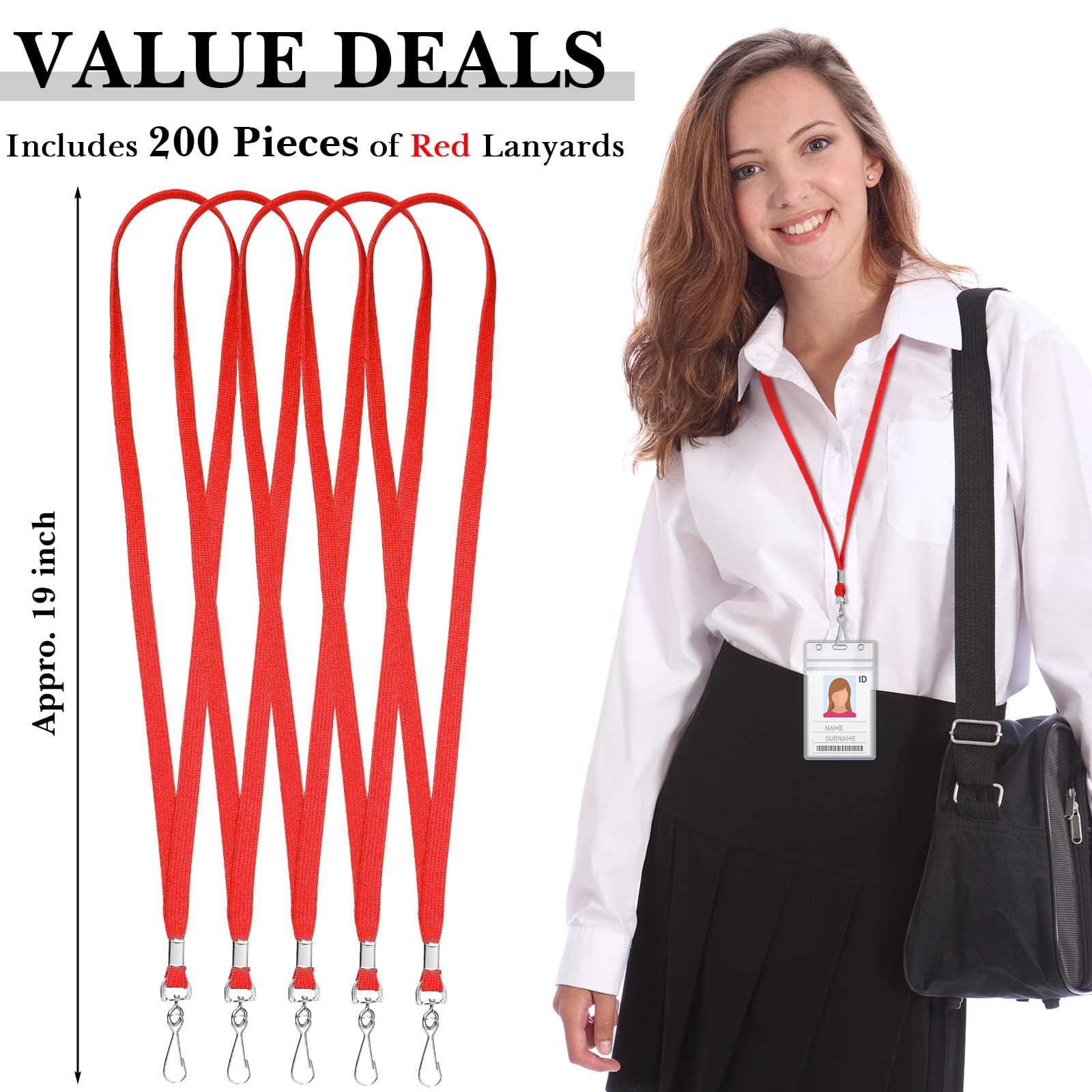 200 Lanyards For Id Name Badge Holder Neck Lanyard Flat With Clips Straps Office School Nurse