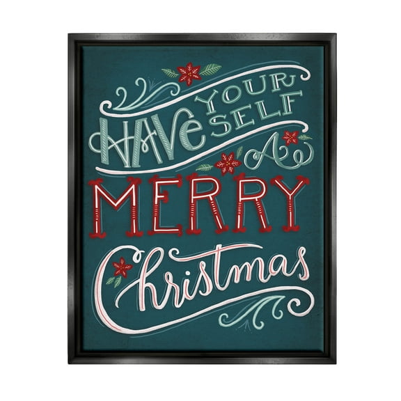 Have Yourself Merry Christmas Phrase Holiday Graphic Art Jet Black Framed Art Print Wall Art