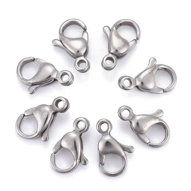 HLONK 200 Pcs Pinces à Homard en Acier Inoxydable 304 Résistantes à la Ternissure, Perroquet, Couleur Acier Inoxydable 9x6x3mm Trou 1mm