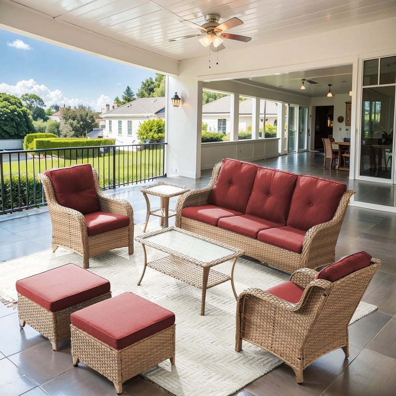 PARKWELL Outdoor Wicker 3-Seat Sofa Clearance,Weather Resistant Rattan Patio Couch with Deep Seat Anti-Slip Cushion