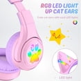 thumbnail image 3 of Riwbox CF9 Auriculares Bluetooth para niños con orejas de gato con luz LED, límite de volumen seguro de 85 dB, micrófono incorporado y micrófono de pluma para llamadas, auriculares inalámbricos y con, 3 of 5