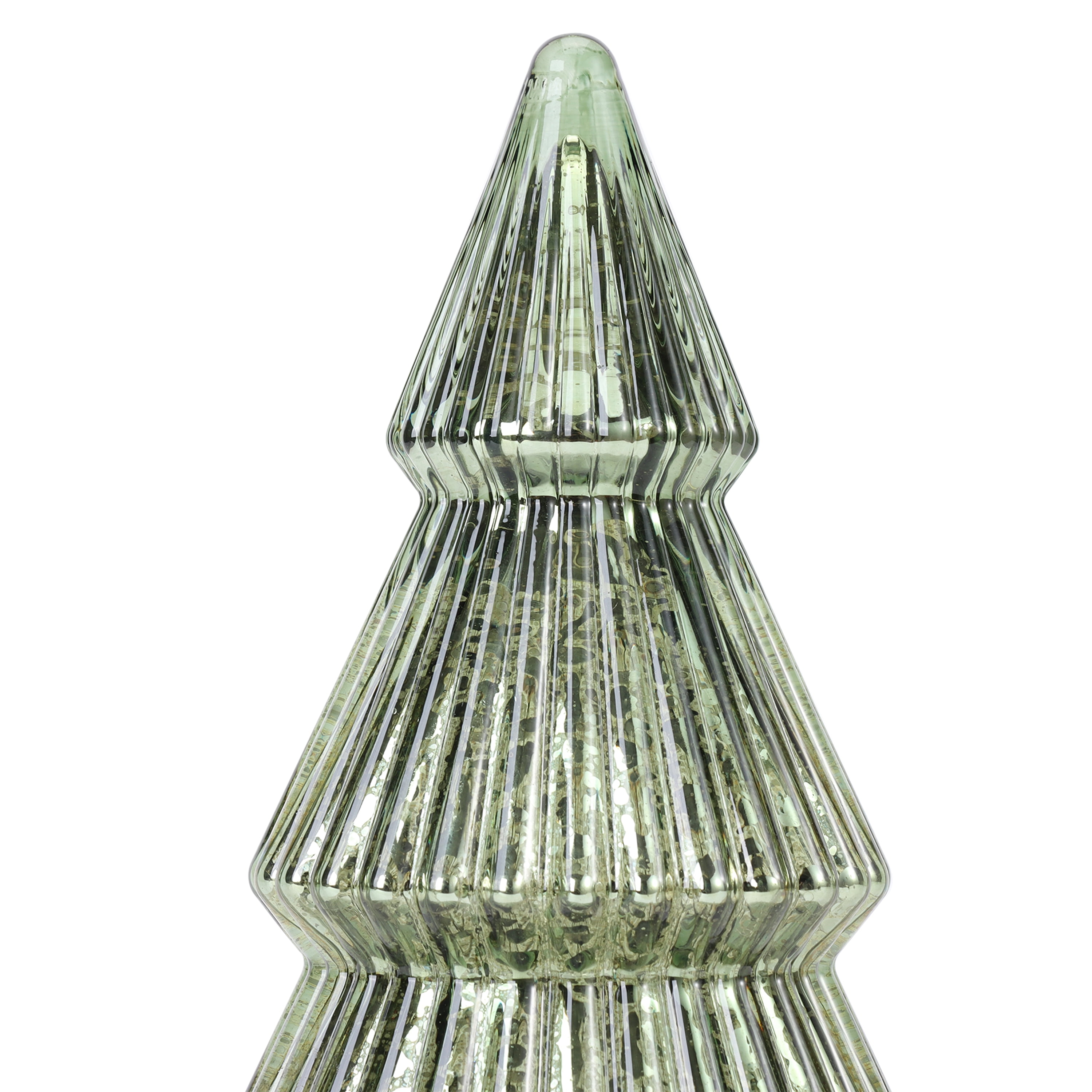 Better Homes & Gardens 10‘’  Decorative Tabletop Christmas Tree in Mercury Ribbed Green Glass, Small