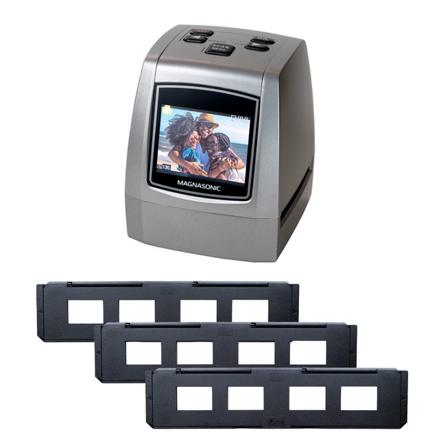Magnasonic All-In-One High Resolution 24MP Film Scanner with 2.4" Screen, 35mm Slide Film Holders, Converts 35mm/126KPK/110/Super 8 Films Slides Negatives into Digital Photos, 128MB Built-In Memory