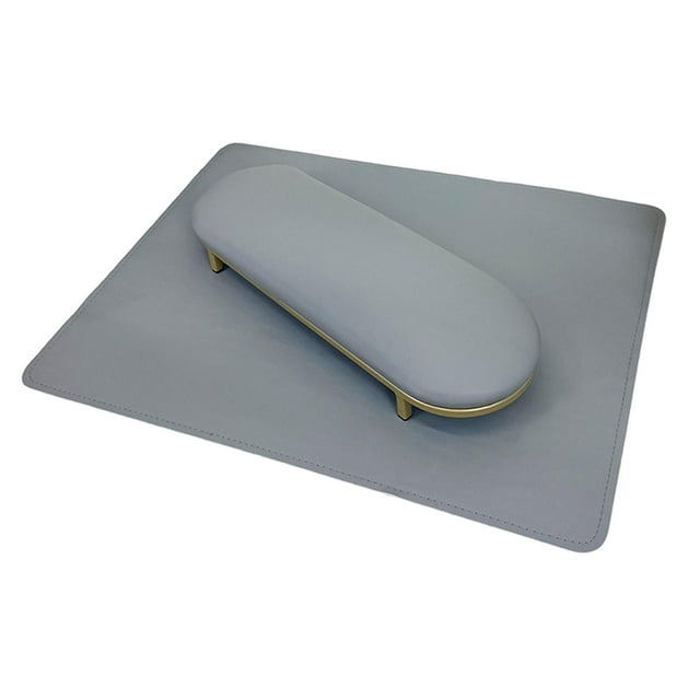 Juego de Alfombrillas para Decoración de Uñas, Cojín para Uñas Y Tapete de Mesa para Escritorio, Reposamanos de PU para Uñas, Alfombrilla para Mesa Pa Gris claro