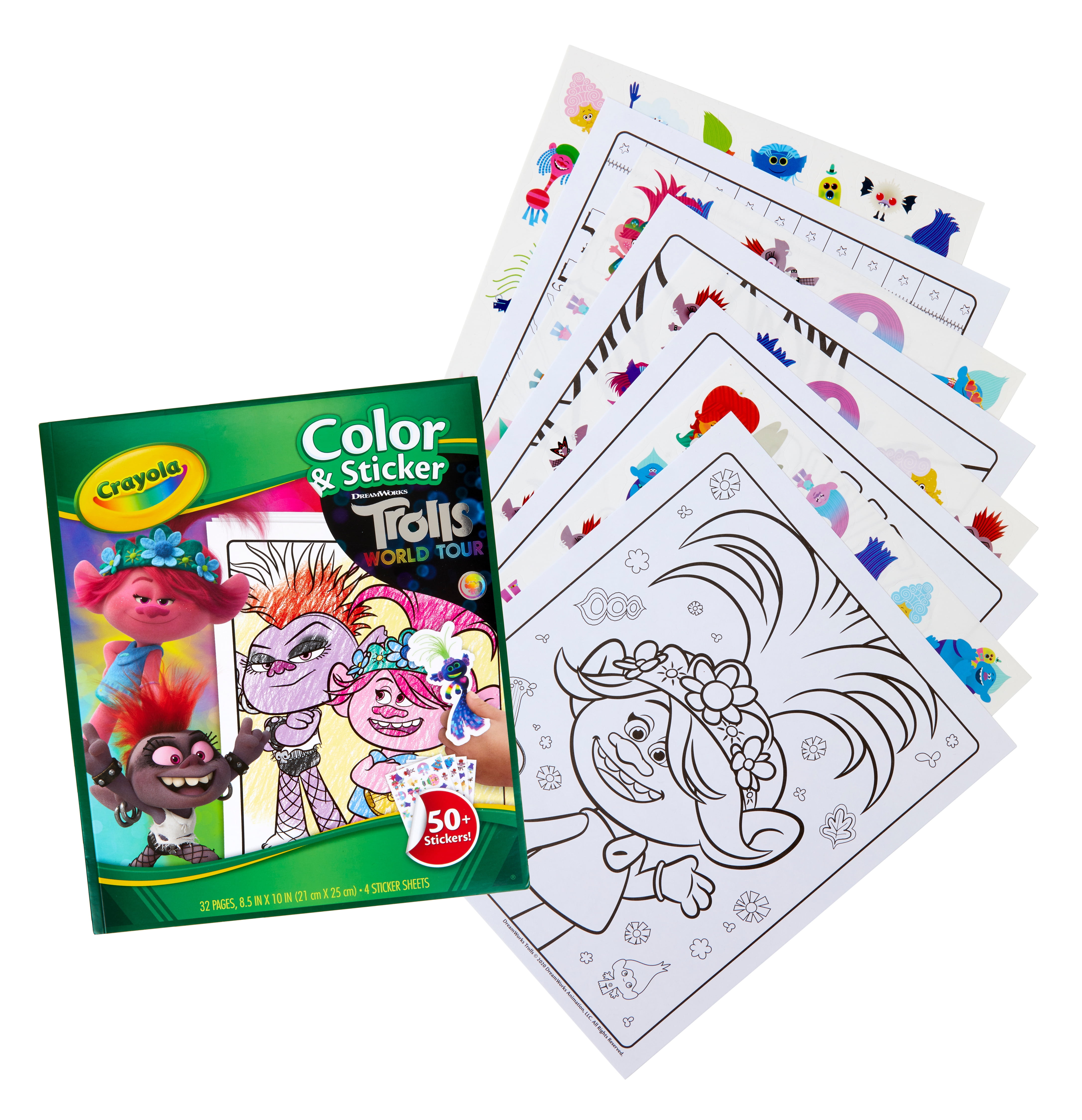 Crayola TROLLS Childrens Colour & Sticker Activity 32 Page Colouring Book 