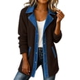 thumbnail image 2 of jjayotai Denim Patchwork Jackets for Women Corduroy Shacket Long Sleeve Button down Knit Blazer Denim Trimmed Sweater Jacket, 2 of 6