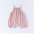 thumbnail image 7 of THDHVS Girl Outfits,Baby Girl Summer Clothes Solid Romper Spaghetti Strap Halter Jumpsuit Infant Summer Sling Playsuit Pink, 7 of 7