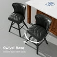 thumbnail image 6 of Genpo Bar Stools Set of 2, 26 Inch Barstools with Metal Legs, Black Leather Farmhouse Swivel Counter Height Bar Stool for Kitchen, Dining, Bar, 6 of 10