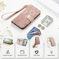 thumbnail image 5 of Decase Anti-Scratch PU Leather Wallet Case Compatible with iPhone 15,Shockproof Magnetic Buckle Hybrid Case Cover with Zipper Pocket Credit Card Slot Cash Slot Wrist Strap Lanyard,Rosegold, 5 of 12