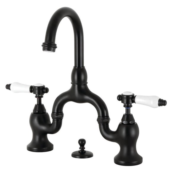 Kingston Brass KS7990BPL Robinet de Salle de Bain Bel-Air Bridge 11.75 Po avec Bonde en Laiton, Noir Mat