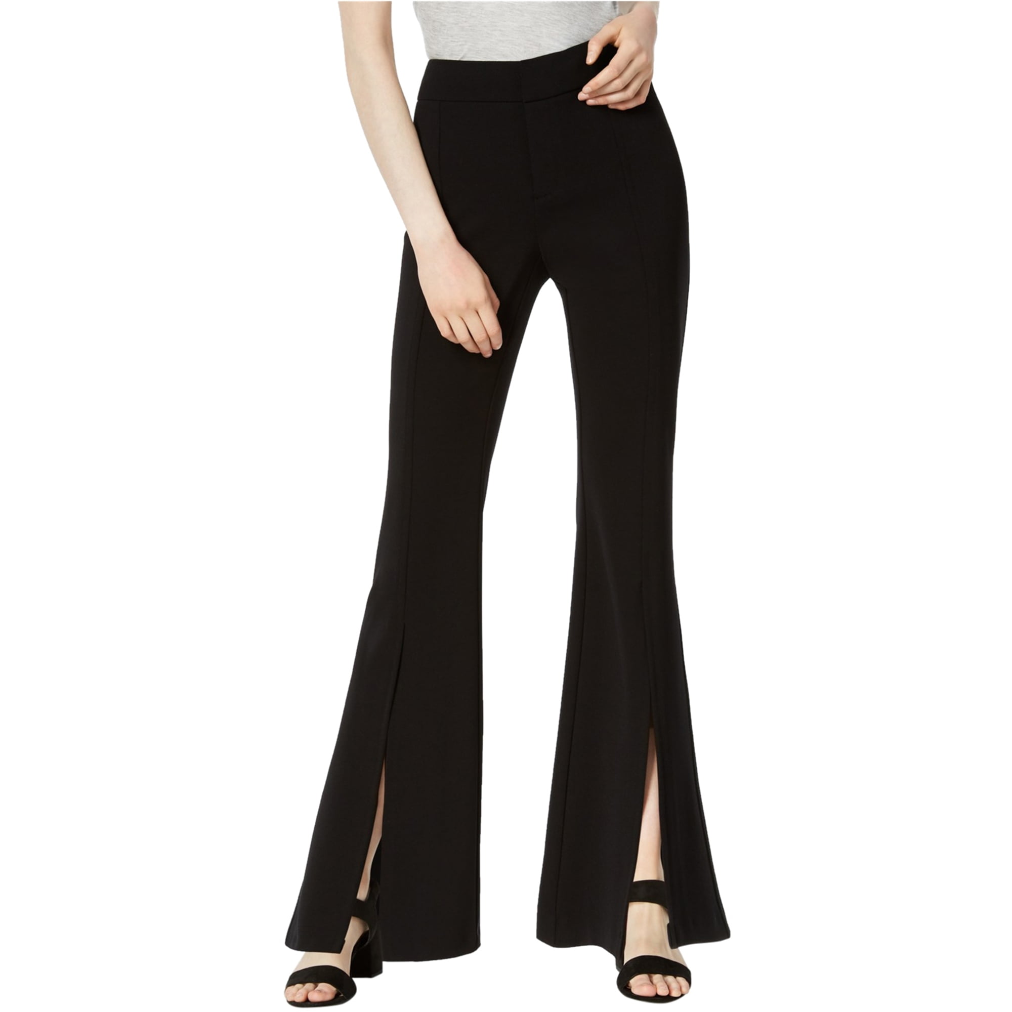 Bar Iii Womens Split Front Casual Wide Leg Pants Black 14 Walmart Com