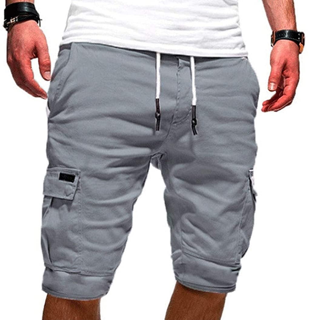 Men Cargo Jogger Pants Shorts Casual 