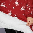 thumbnail image 3 of Oversized Wearable Blanket Hoodie,Red Christmas Deer Pattern Sherpa Blanket Hoodie with Super Pockets,Super Warm Fuzzy Pullover for Women & Men, 3 of 6