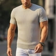 thumbnail image 2 of MIXUE Shirts For Men Summer Knit Solid Color Round Neck Short Sleeve Casual Pullover Tops T Shirts Sportswear,Brown,M, 2 of 4