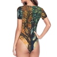 thumbnail image 3 of Uemuo Seasonal Tree Reflection Pattern Women's One Piece Short Sleeve Swimsuit Rash Guard Surfing Modest Quick-drying Swimsuit Beach Essentials-Large, 3 of 9