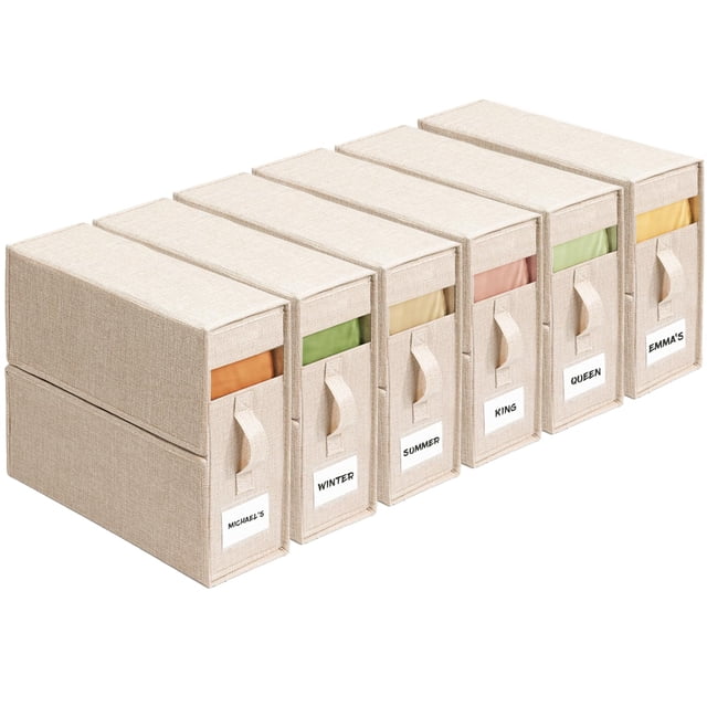 Organizadores de sábanas ZenStorage, tamaño king o queen, paquete de 6, color beige