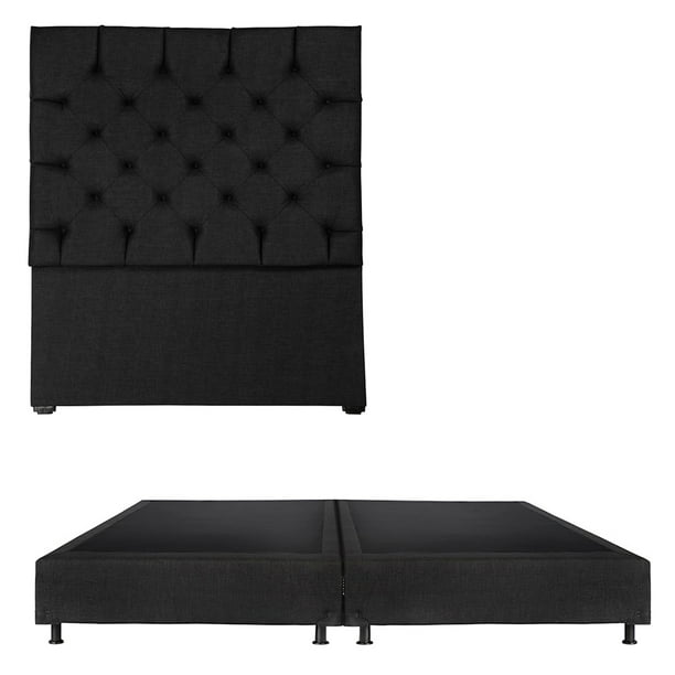 Box Base Cama King Size + Cabecera Capri Negro