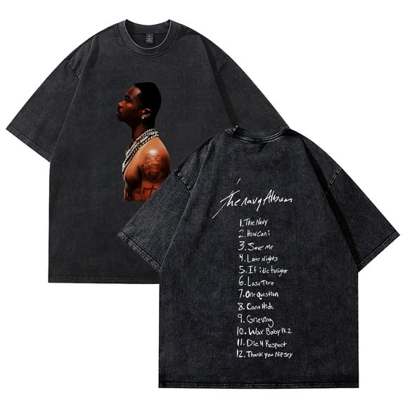 The Navy Album-Roddy Ricch T-Shirt Summer Crew Neck Short Sleeve T-Shirt Unisex Street Fashion Clothing Tops