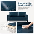 thumbnail image 6 of Leumius 74.5"W 3-Seater Sofa Loveseat Sofa Faux Leather Breathable Upholstered Sofa Couch with Solid Wood Legs for Living Room, Apartment & Office,Navy Blue, 6 of 8