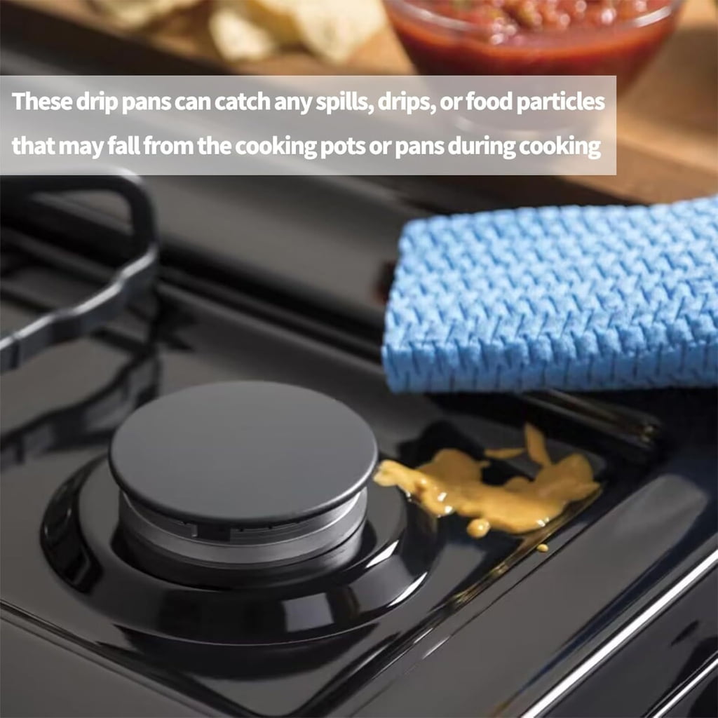Miiottaa Left Right Stove Burners Drip Trays Set Universal Fit for Oven Parts High Temperature Resistance Easy Installation