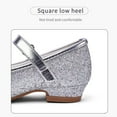 thumbnail image 6 of Stelle Girls Mary Jane Glitter Shoes Low Heel Princess Dress Shoes,Toddler Little Girls Bowknot Flower Girl Wedding Party Dress Pump Shoes,Sliver, 6 of 6