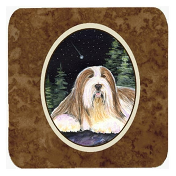 Starry Night Bearded Collie Foam Coasters, Set Of 4