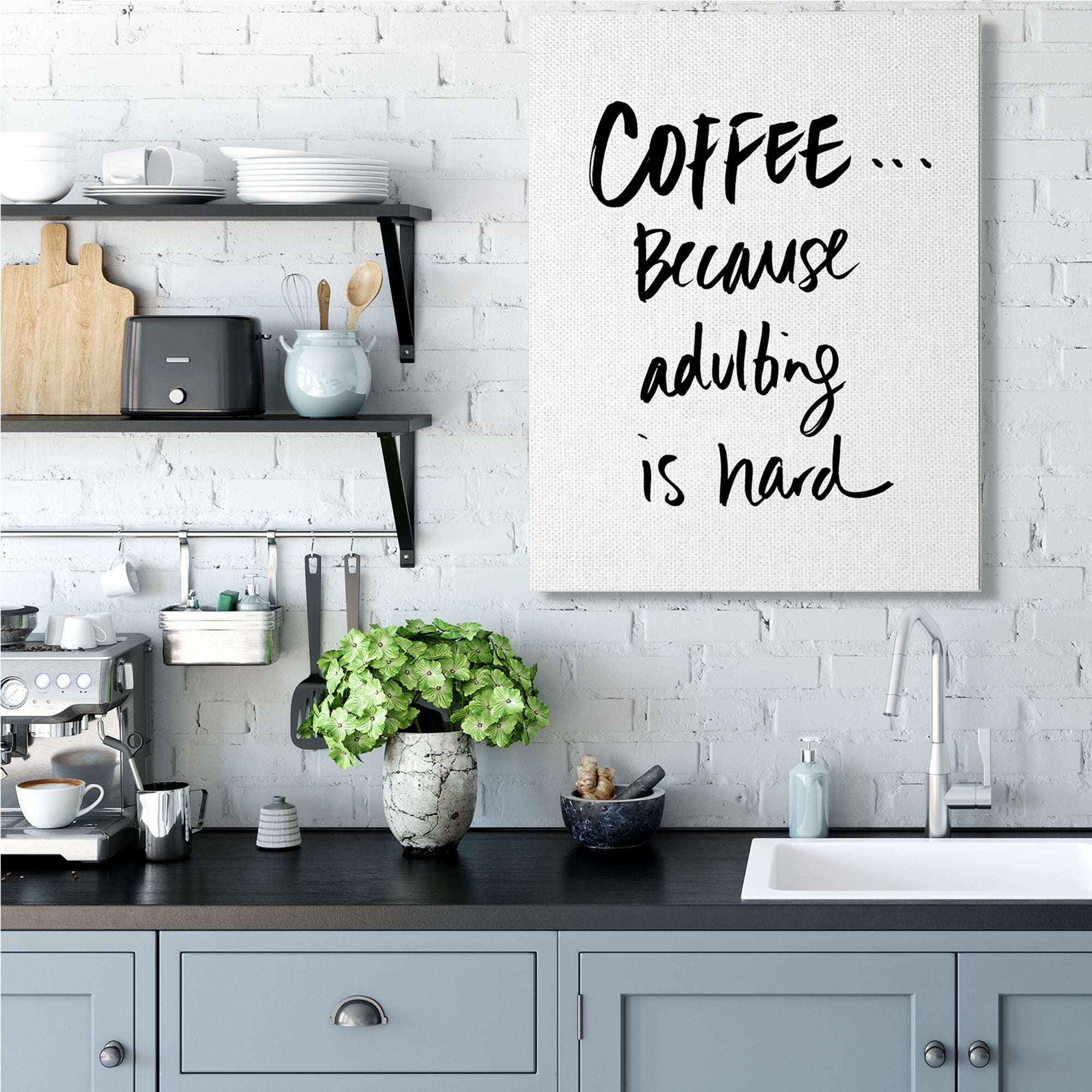 Stupell Industries Adulting is Hard Phrase Kitchen Coffee Humor,36 x 48,Designed by Sd Graphics Studio