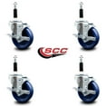 thumbnail image 2 of 4 Inch Solid Poly Swivel 7/8 Inch Expanding Stem Caster Set with Brake SCC, 2 of 2