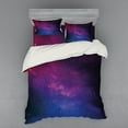 thumbnail image 2 of Ambesonne Galaxy Bedding Set 3 Pcs, Stardust Space Rainbow, Twin, Black Pink Blue, 2 of 3