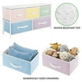 thumbnail image 3 of mDesign 21.65" High Steel Frame/Wood Top Storage Dresser Furniture, 5 Fabric Drawers, Wide Bureau Organizer for Baby, Kid, and Teen Bedroom, Nursery, Playroom, Dorm - Jane Collection, Bright/Multi, 3 of 7