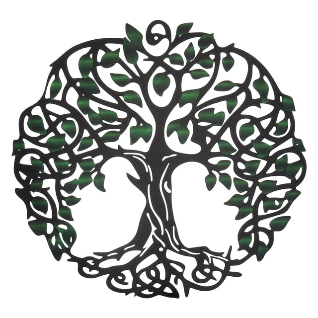 Uxcell Metal Tree Wall Decor, Tree of Life Wall Sculpture Ornament Hanging Wall Decoration, Green Black