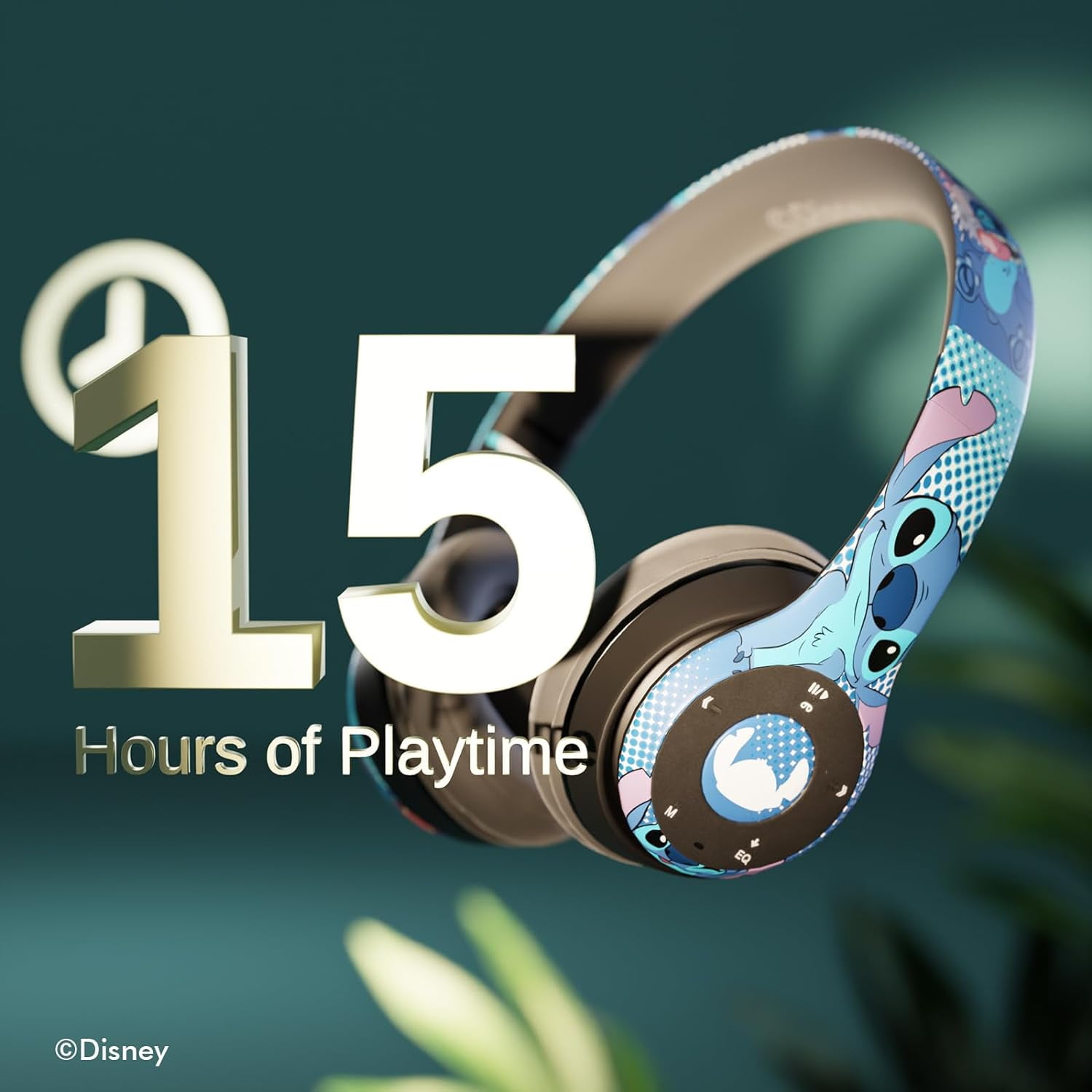 Disney Lilo & Stitch Over-Ear Wireless Foldable Headset with Microphone, Stitch Expressions