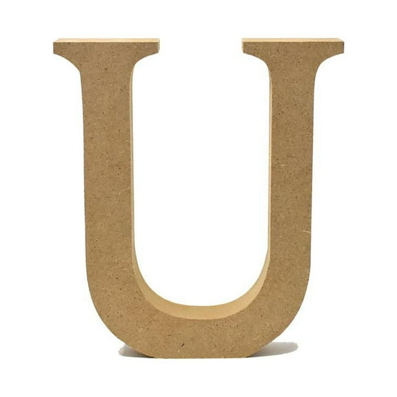 Smooth Pressed Board Wood Serif Letter, Natural, 5-1/8-Inch, U