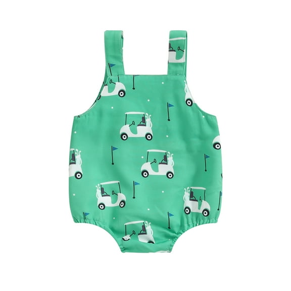 Musuos Newborn Sleeveless Romper, 0-18Months Golf Cart Print Summer Casual Bodysuit Overalls for Baby Girls Boys