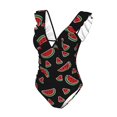 thumbnail image 4 of Yiaed Watermelon Print Women's Ruffled One Piece Swimsuit V Neck Swimwear Slimming Monokini for Woman-XX-Large, 4 of 8