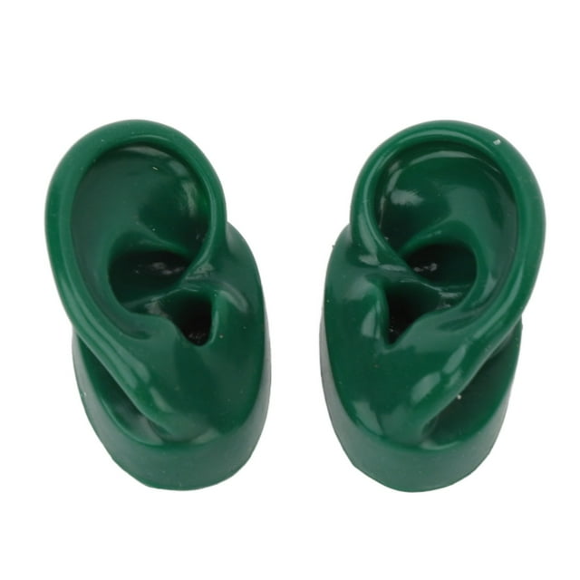 Modelo de oreja humana simulada de par, suave y resistente al agua, para acupuntura puntual, color verde.