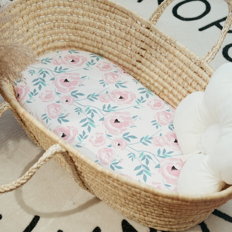 Gllquen Baby Fitted Bassinet Sheets, 2 Pack Rose Garden photo 7