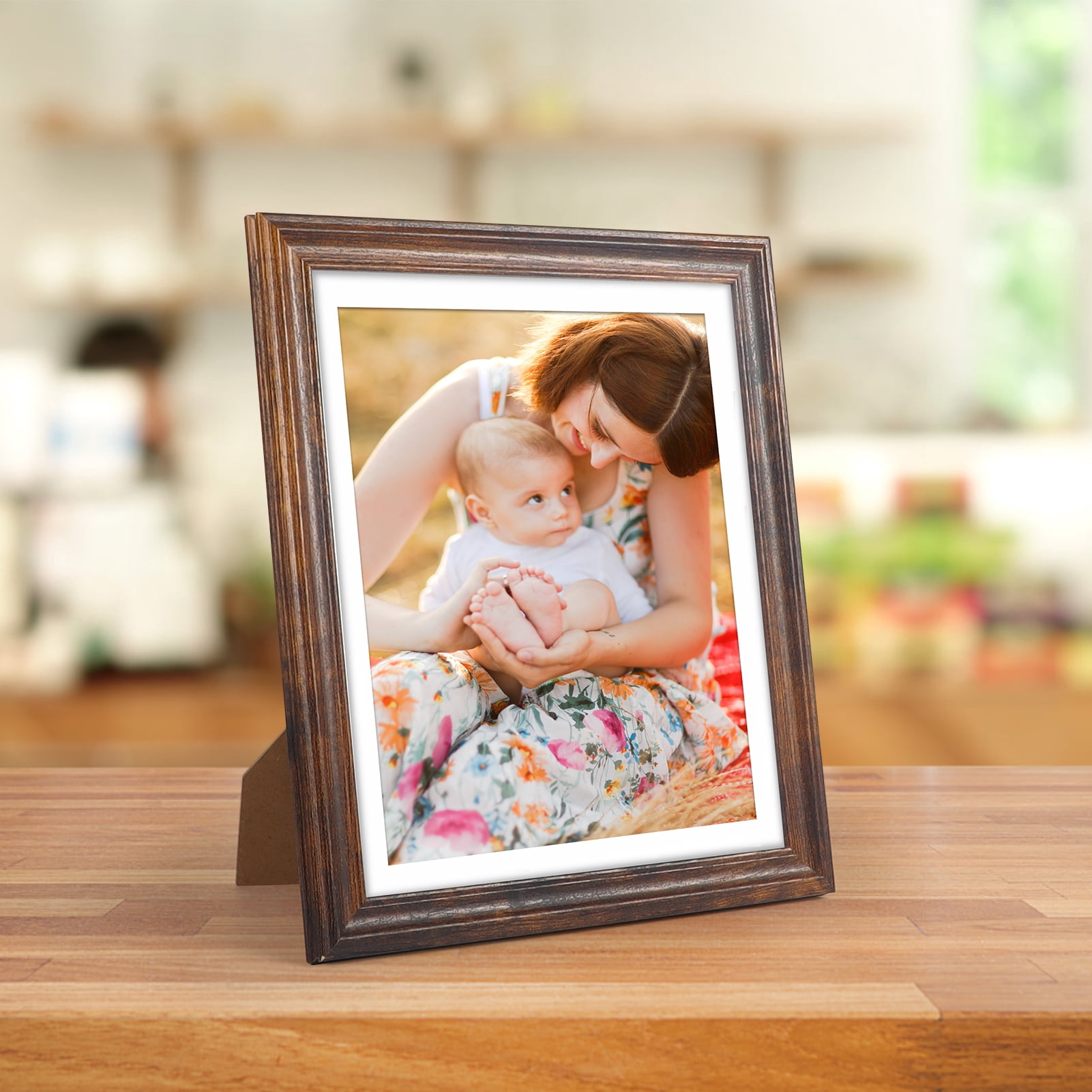 5-Pack 8x10 Rustic Brown Wood Picture Frames with Glass Front