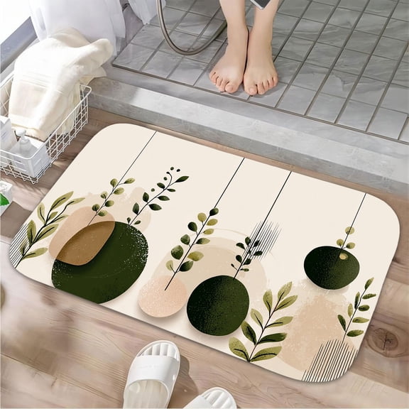 1pc Hanging Botanical Shapes Absorbent Non-Slip Bathroom Thickened Flannel Rug Decor,Soft,Quick Drying,Suitable For Indoor/outdoor Use,Bathrooms,Bedrooms,Kitchens,Terrace,Laundry Rooms,16"x24"