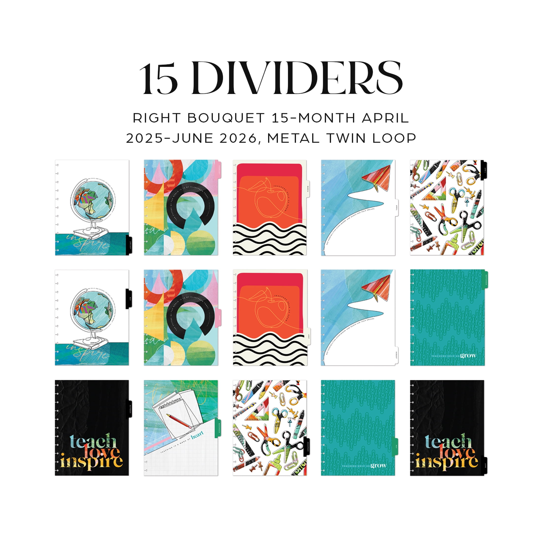 Happy Planner Monthly Weekly Big Planner (8.5” x 11”) Learn & Inspire 15-Month April 2026-June 2027, disc bound system