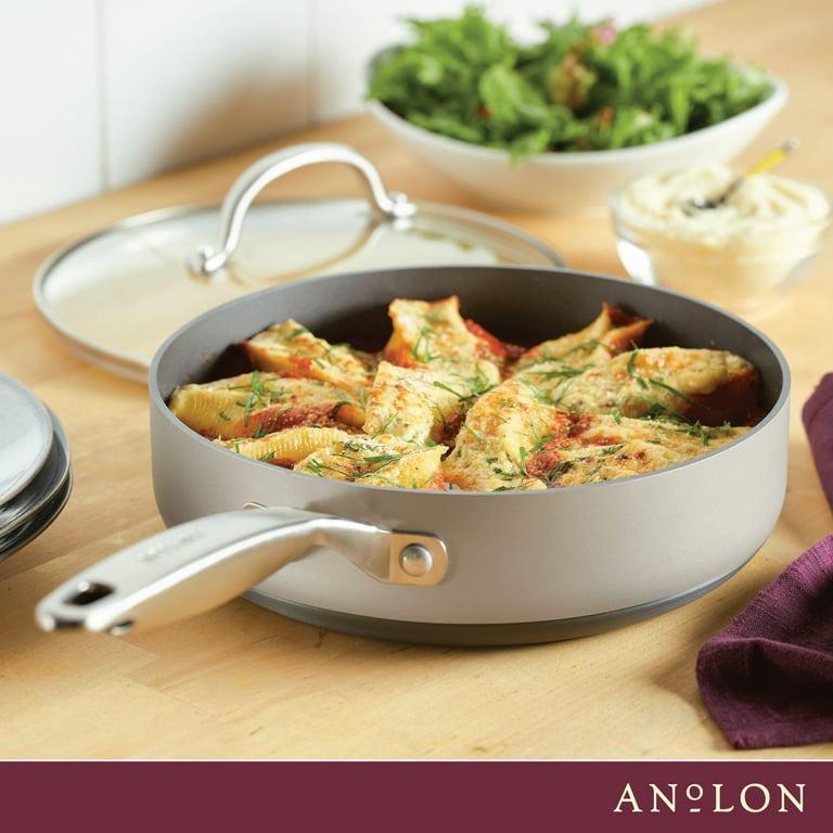 Anolon Advanced Home 3 Qt Saute/Fry Pan with Lid Hard Anodized Nonstick  1Oin