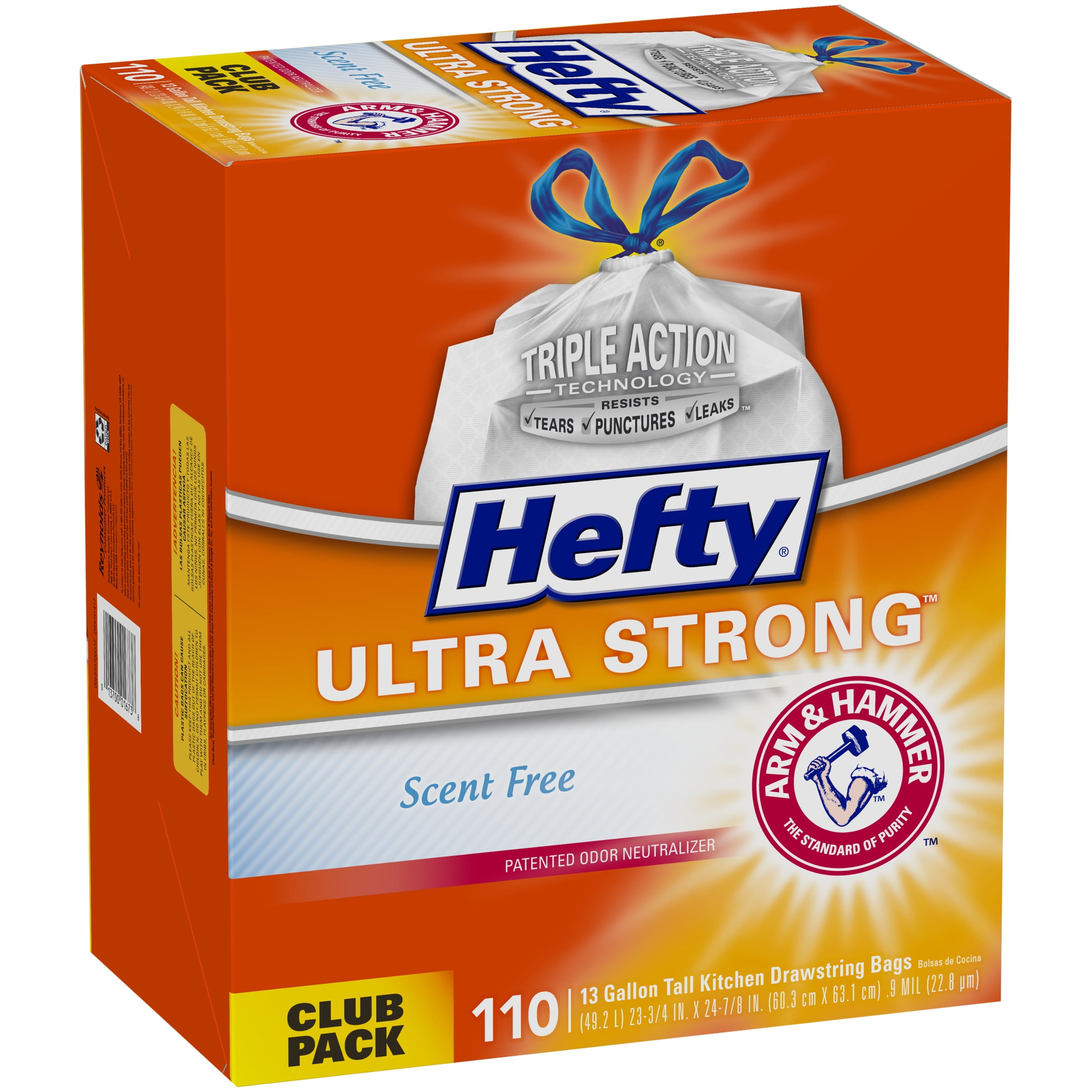 Hefty Ultra Strong Tall Kitchen Trash Bags Unscented (Pack of 4), 4 packs -  Foods Co.