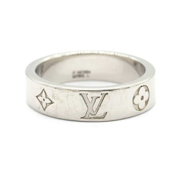 Pre-Owned Louis Vuitton Ring LV Mosaic Thin M1180L Silver Metal L Size Men's LOUIS VUITTON