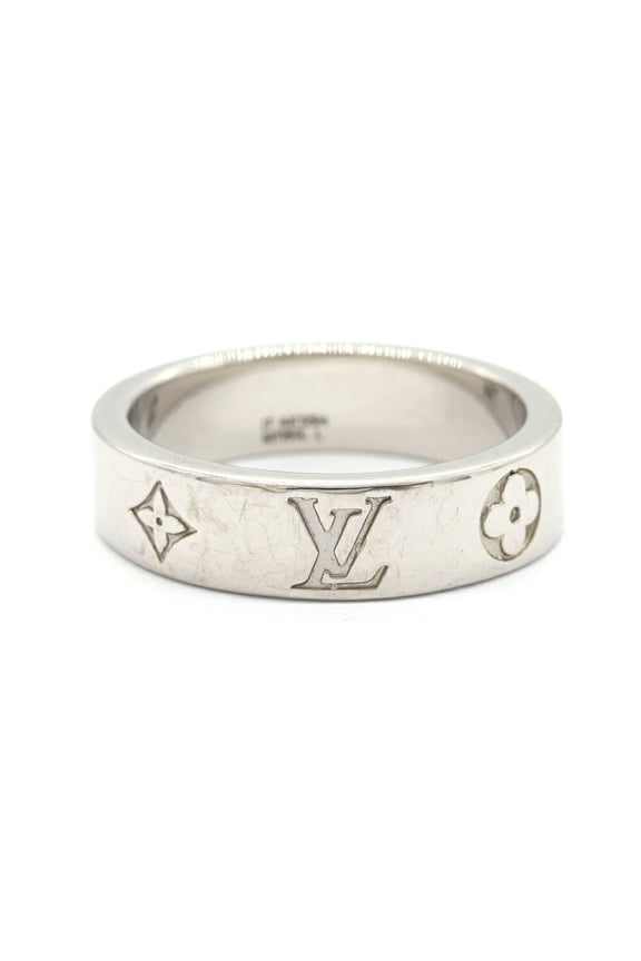Pre-Owned Louis Vuitton Ring LV Mosaic Thin M1180L Silver Metal L Size Men's LOUIS VUITTON
