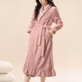 thumbnail image 7 of MGDXOX Plush Long Robes for Women Soft Fleece Bathrobe Ruffle Trim Bath Robe Sleepwear Winter Warm Housecoat with Belt Rose Gold XL, 7 of 7