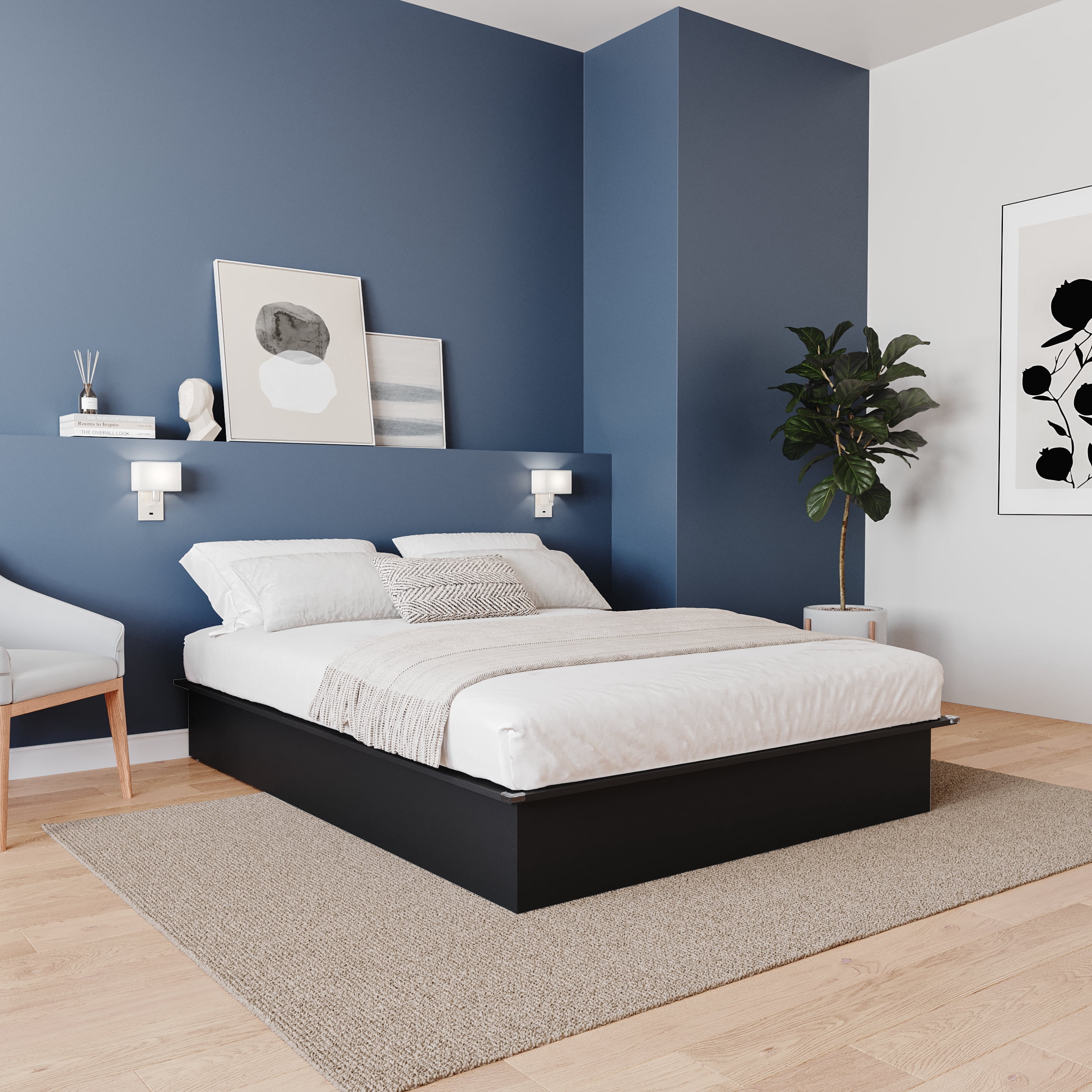 Nexera Valere Queen Size Platform Bed Frame, Black