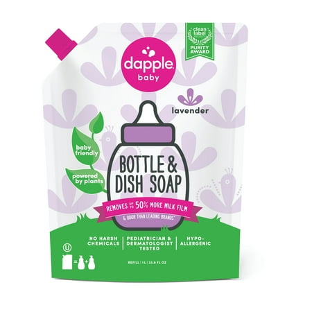 UPC: 0892245001139 | Dapple Baby Bottle and Dish Soap Refill for Baby Products Lavender Scent 34 fl oz