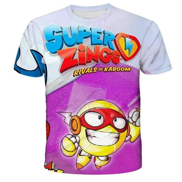 Camisetas Super Zings, ropa para niños, novedad de verano 2023, camisetas de manga corta con dibujos animados, camisetas informales con cuello redondo de 1 a 14 años, Tops7T Gao Jinjia LED