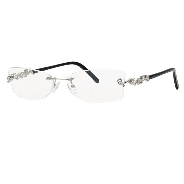 Caviar Rimless 2342 C35 Austrian Crystals Black Silver Eyeglasses