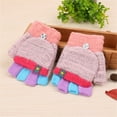 thumbnail image 3 of TAIAOJING Kids Fingerless Gloves Toddler Soft Convertible Flip Top Color Block Gloves Kids Baby Boys Girls Winter Warm Knit Fingerless Mitten, 3 of 6